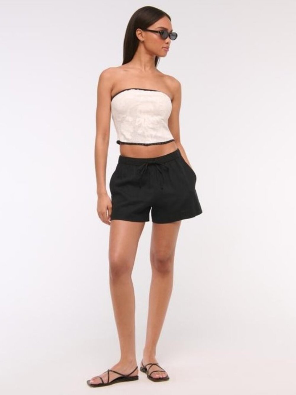 NWT Abercrombie & Fitch Cream Crochet-Style Strapless Tube Top Size L